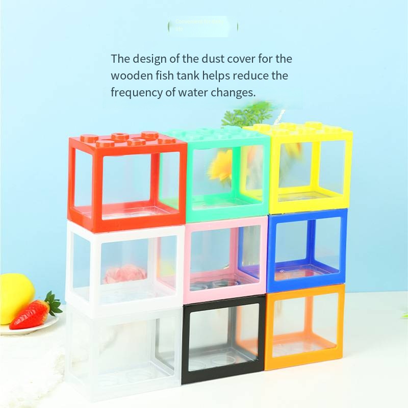 Aquarium Fish In Bowl - Yenilikçi Blok Şeklinde Mini Akvaryum Masaüstü