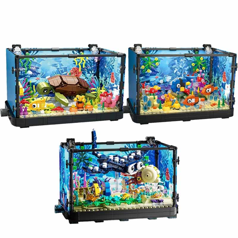 Aquarium Fish Games - Işıklı Balık Tankı Yapım Blokları Seti,